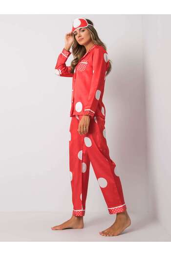 OEM Women's red polka dot pajamas, long pants, shirt - XL(42)