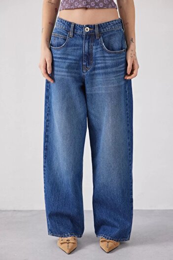 september island Mid Indigo Medium Navy Blue Colored Baggy Jeans