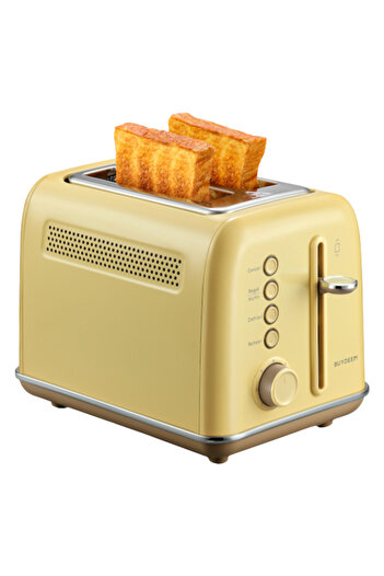 BUYDEEM Prăjitor de pâine DT620E, 900W, 2 sloturi, 7 programe și niveluri, Indicatori, Tavă pentru firimituri, Galben