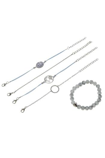 Pursehuit Set of 5 silver-colored bracelets with blue beads, Trixy C1