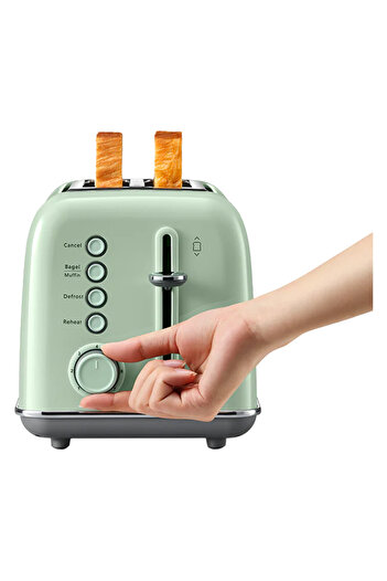 BUYDEEM Prăjitor de pâine DT620E, 900W, 2 sloturi, 7 programe și niveluri, Indicatori, Tavă pentru firimituri, Verde