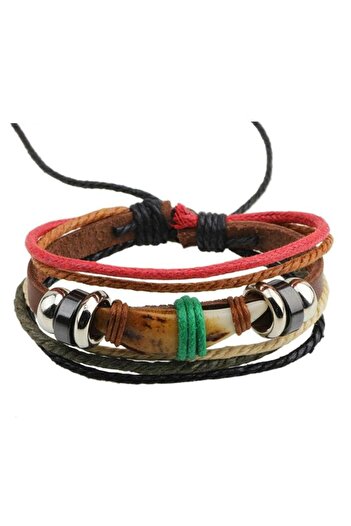 Pursehuit Brown bracelet with tribal motifs, Ewan C1