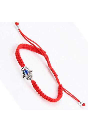 Pursehuit Red, braided bracelet with the hand of Fatima, Evelina C1