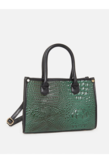 Take Two By Styli Croc Skin Double Top Handles Handbag with Purse Set