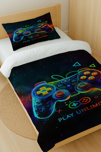 Else Dekor Game Console Joystick Gamer Patterned Cotton Satin Single Duvet Cover Set 160X220Cm