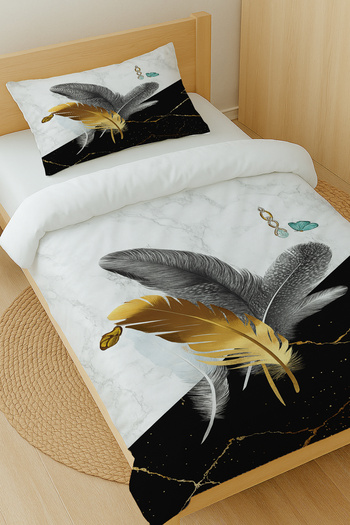 Else Dekor Colorful Feathers Patterned Cotton Satin Single Duvet Cover Set 160X220Cm