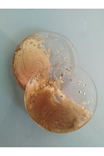 karelim home 2-Piece Gold Coaster Epoxy Stylish Design Special Series (Special Orders for Colors Are Accepted)