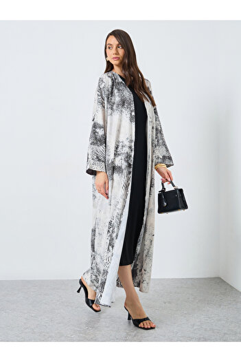 Take Two By Styli Leopard Print Open Front Abaya