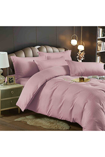 JOJO HOME Double bed linen, Deluxe fine damask, 6 pieces, Dark Pink