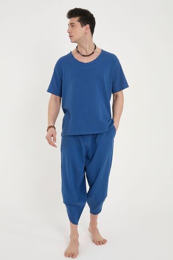 RELAXL Set of 2 Şile Cloth Loose Fit T-Shirt and Baggy Pants Saks Blue