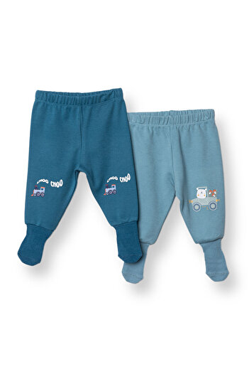 ebebek Hello Baby HelloBaby Erkek Bebek 2li Çoraplı Pantolon İnterlok