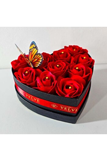 velve Intimissimo floral arrangement, 13 soap roses, handmade stamens, Orange-Red