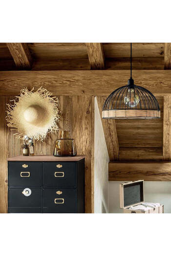 RFAN Rustic Pendant, Model 605-1, 1 x E27, Adjustable Height, Black
