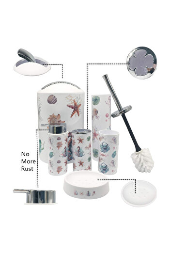 Generic 6-Piece Kids Bathroom Set – Toothbrush Holder,Soap Dispenser,Trash Can,Toilet Brush,Soap Dish & Cup