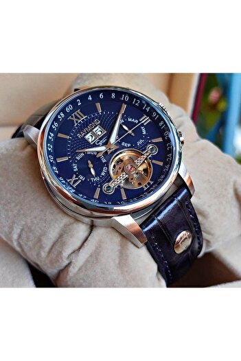 Raymond Star Series Navy Blue Dial Steel Automatic Men's Wristwatch