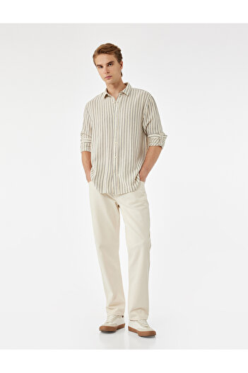 Koton Regular Fit Cotton Classic Collar Long Sleeve Shirt