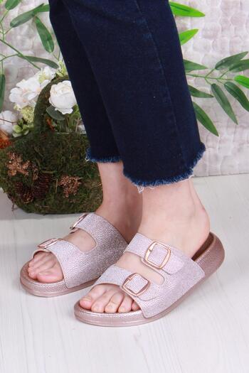 Pienn Summer Women's Orthopedic Slippers – Glitter Detailed, Double Buckle, Soft Sole Home and Street Slippers