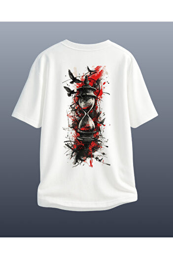 CATHECAT White Special Design Printed Oversize Unisex Tshirt