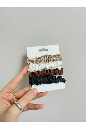 Vitastyle Brown Tones Stone Detail 4-Piece Color Satin Buckle Set