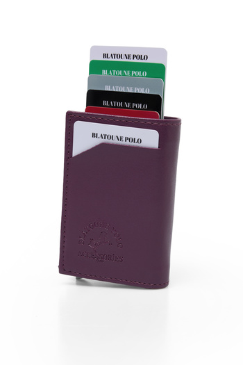 Herlin polo Women's Wallet Purple Vegan Leather Rfid Protected Automatic Card Holder with Coin Compartment
