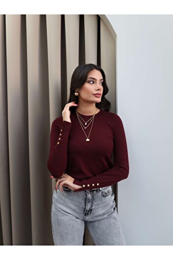 ESRAHELVACI Long Sleeve Buttoned Knitwear Bodysuit