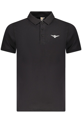Esercito Men's cotton polo shirt with mini print, Regular fit, Black