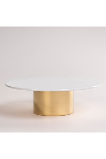 LA MESA white porcelain cake stand with gold base