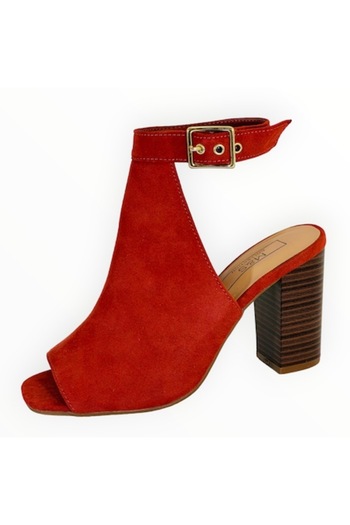 Marks & Spencer Women's Heeled Open-Toe Suedette Shoes M&S Collection Brick Size 37 EU