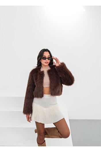 DONNA LISSA Women's Oversize Snap Fastener Premium Mini Faux Lolita Fur