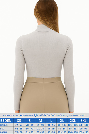 MİO ESTİLO Novelle Turtleneck Long Sleeve Ribbed Blouse