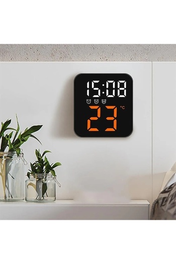 FOXMAG24 Table Clock, Orange LED, USB Charging, Alarm, Calendar, Temp Display, Snooze, Night Mode