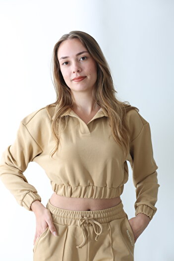 NTB Nature The Brand Кафява базова блуза за жени - 100% памук, удобна кройка с по-голям размер