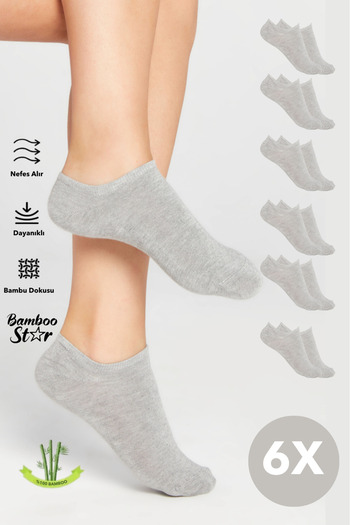 bamboo star Bamboo Men's Sneaker Gray Socks Seamless Invisible Ankle Invisible Sports Socks Premium 6-Pack