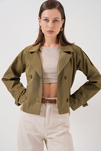 Bigdart Women's Belted Short Trench Coat 5970 - Khaki