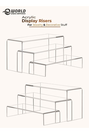 Eworld 6 Pack Clear Acrylic Display Risers, 3 Sizes Jewelry & Cupcake Showcase Stands