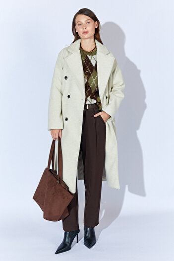 EDITION WOMAN Stone Collar Double Breasted Women's Coat - Ek100355558
