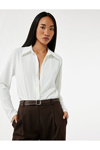 Koton Regular Fit Long Sleeve Classic Collar Satin Shirt