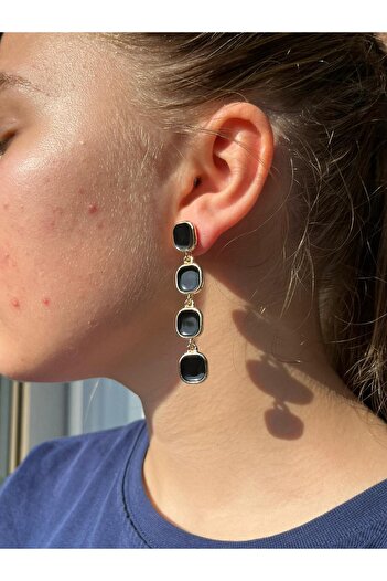 Candy Gold Frame - Enamel Gold Plated Dangle Square Earrings