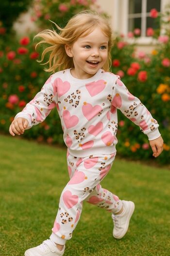 MAXI DRY Heart Patterned Girl's Bottom and Top Set