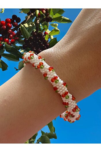 POFUDUK Cherry Handcrafted Women's Bracelet Blks1 White Color 19cm Jewelry