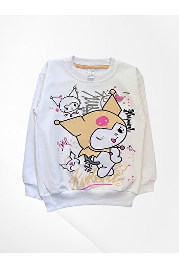 Pajama Shop Girls' Cotton Ribbed Fabric Cream Color Cartoon Character Long Sleeve Winter Tracksuit Set