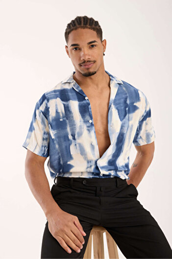 İLKCET MODA Color Patterned Men's Oversize Shirt