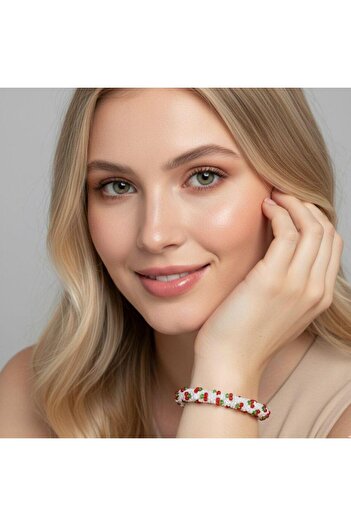 POFUDUK Cherry Handcrafted Women's Bracelet Blks1 White Color 19cm Jewelry