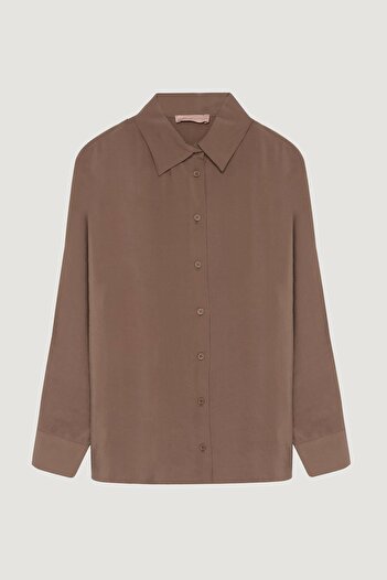 Quzu Women's Brown Long Sleeve Shirt Shirt 25Ygml00388-Brown