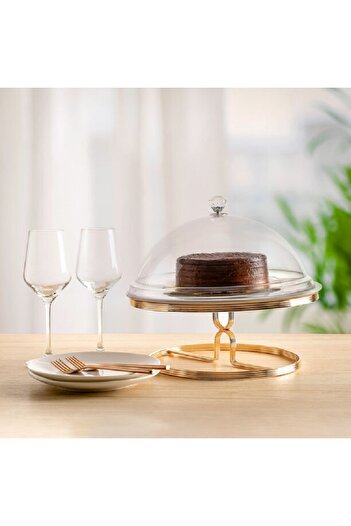LA MESA Round Cake Plate With Acrylic Dome And Stand