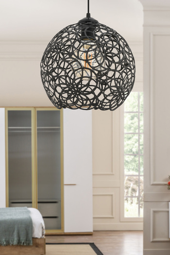 LUMINZO Lino 22 cm Siyah Modern Avize Sarkıt Salon Mutfak Kuaför Cafe Lamba Dekoratif Aydınlatma