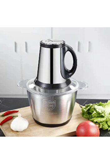 OriundeSales Electric meat and vegetable chopper, 4 stainless steel blades, 2 speeds