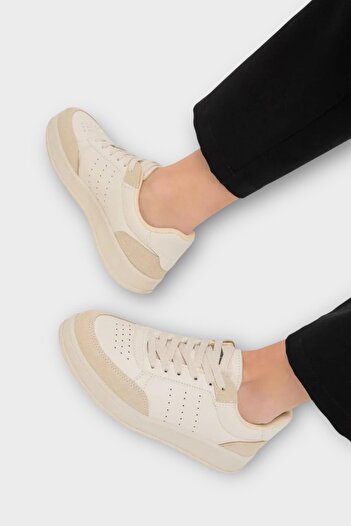 Liger Unisex Düz Hafif Taban Günlük Sneaker Ayakkabı BEJ