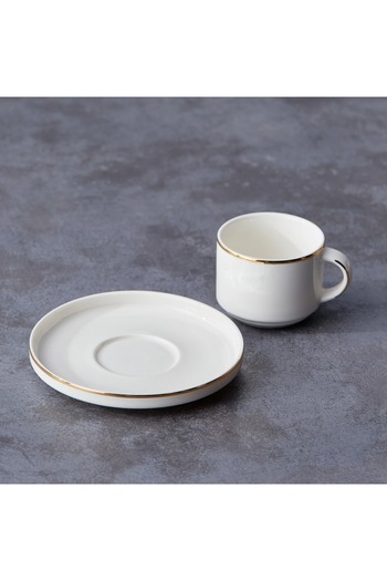 Generic Greece 2-Piece New Bone China Espresso Cup and Saucer Set - 90 ml, Serves 1