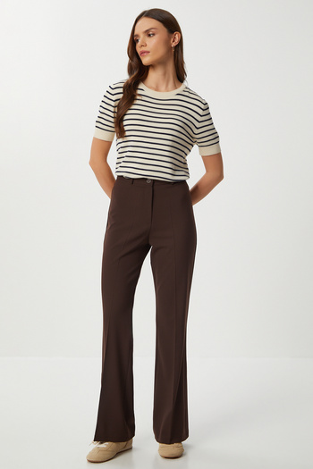 Lovelyİstanbul Lightweight Spanish Leg Polyviscon Trousers Lgp0020 Brown